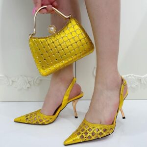 Fashion Sexy Luxury Women's Shoes Heel  Sandals and Bag Set