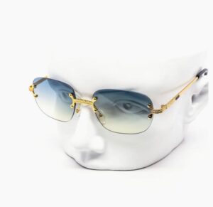 Sleek Duotone Rimless Reptile Round Sunglasses