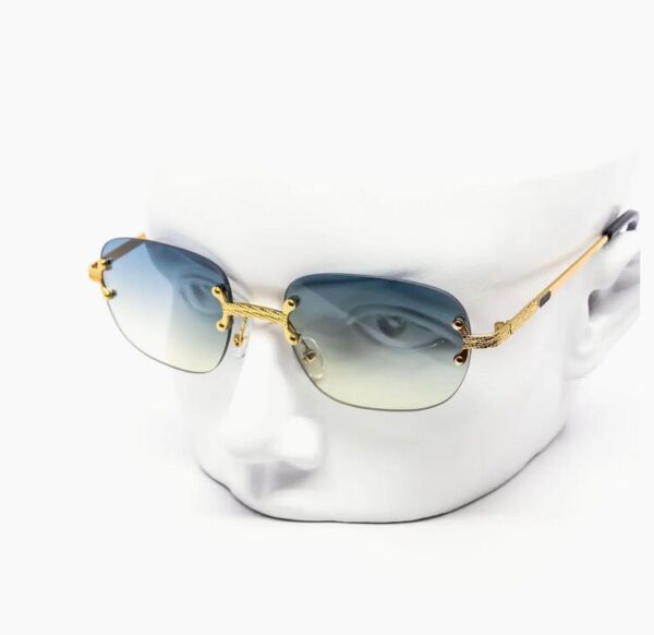 Sleek Duotone Rimless Reptile Round Sunglasses